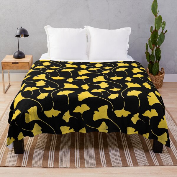 Item preview, Yellow Ginkgo Leaves  Decorative Pattern on black designed and sold by nutmegfairy.