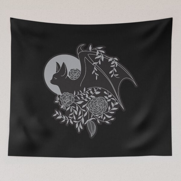 Item preview, Bat & Flowers (White/Black) designed and sold by ninebats.
