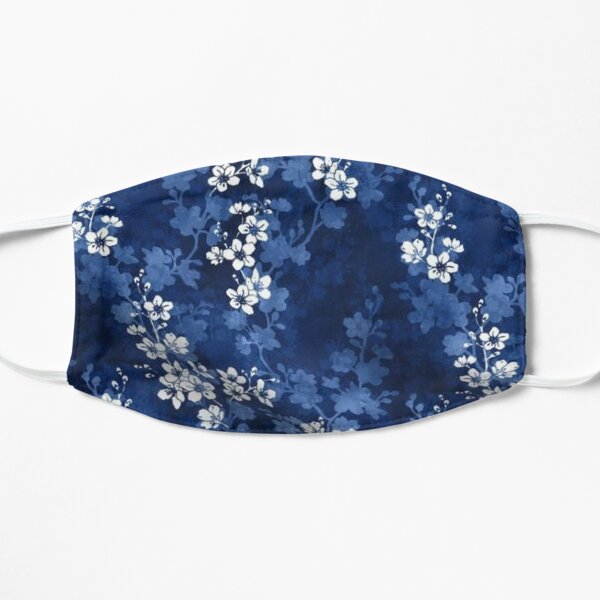 Sakura blossom in deep blue Mask Flat Mask