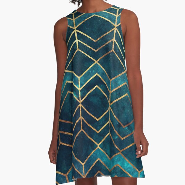 Item preview, Deep Teal and Gold Arrows Pattern designed and sold by themadesigns.