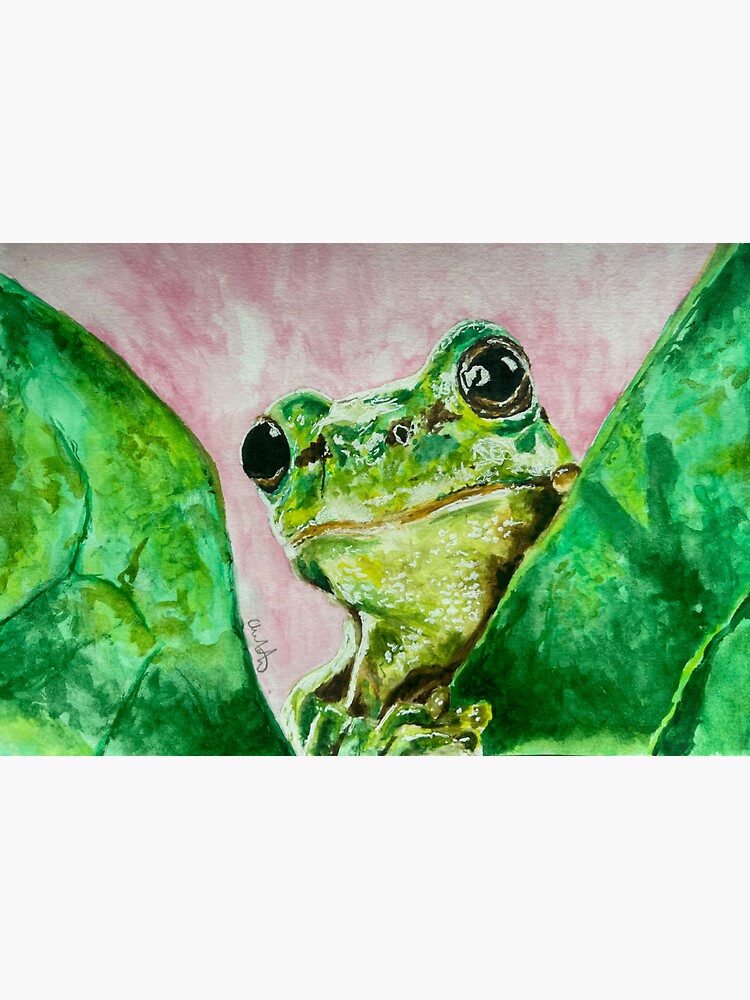 Thumbnail 3 of 3, Sticker, curious green frog designed and sold by char-mitch.