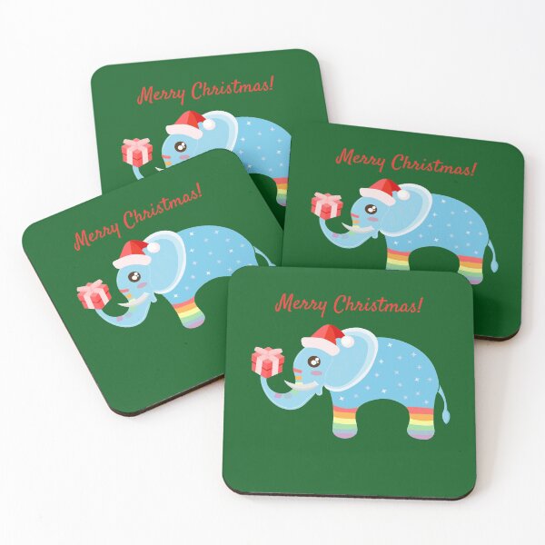 Item preview, Blue Sparkly Rainbow Elephant Greets you Merry Christmas! designed and sold by twicetrader.