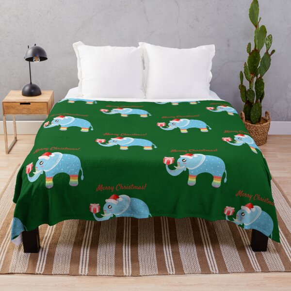 Item preview, Blue Sparkly Rainbow Elephant Greets you Merry Christmas! designed and sold by twicetrader.