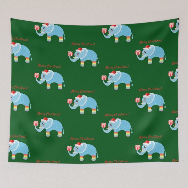 Item preview, Blue Sparkly Rainbow Elephant Greets you Merry Christmas! designed and sold by twicetrader.