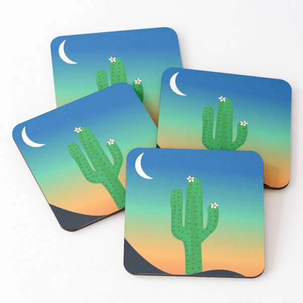 Item preview, Sunset, moon , cactus with white flowers , desert climate , sun and sand ,cactus ideas,cactus not a hugger designed and sold by SGS-.