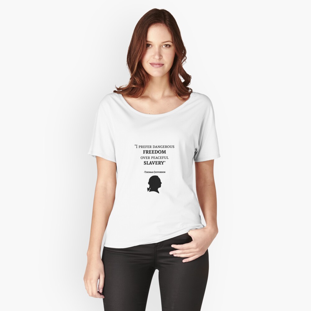  Dangerous Freedom Over Peaceful Slavery Quote in  Original Latin with Thomas Jefferson Signature - Ladies' Tee, Ladies' Tees,  FF07-ladies