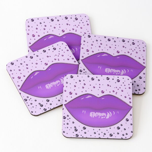 Item preview, Purple lipstick lip makeup sexy kiss mouth madonna piercing designed and sold by GlamourChick.