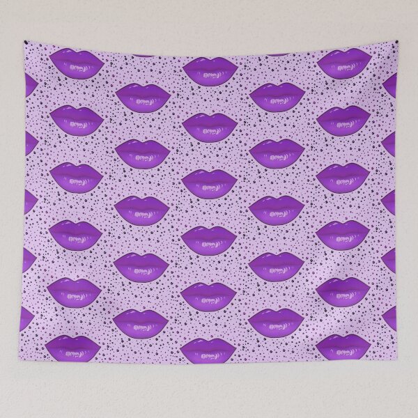 Item preview, Purple lipstick lip makeup sexy kiss mouth madonna piercing designed and sold by GlamourChick.