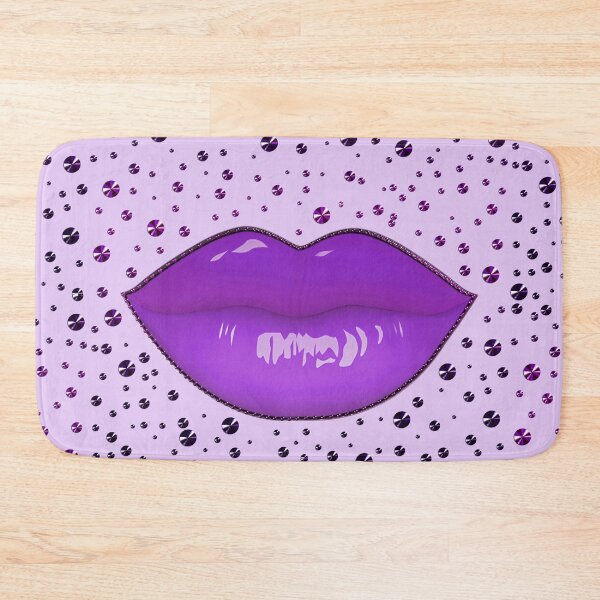 Item preview, Purple lipstick lip makeup sexy kiss mouth madonna piercing designed and sold by GlamourChick.
