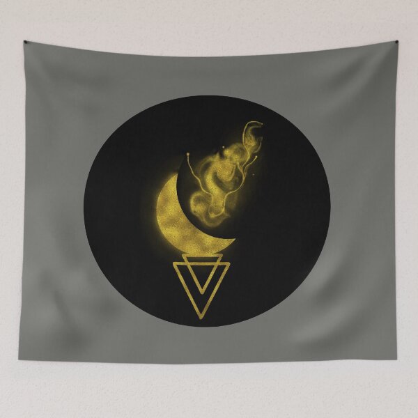 Item preview, Abstract gold design with the moon and a cosmic feeling designed and sold by Aura-E.