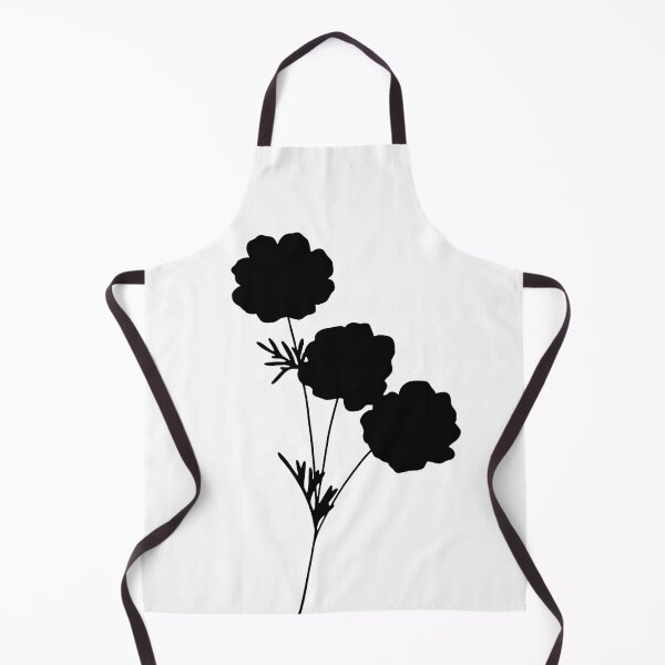 black flower with white background (1) Apron