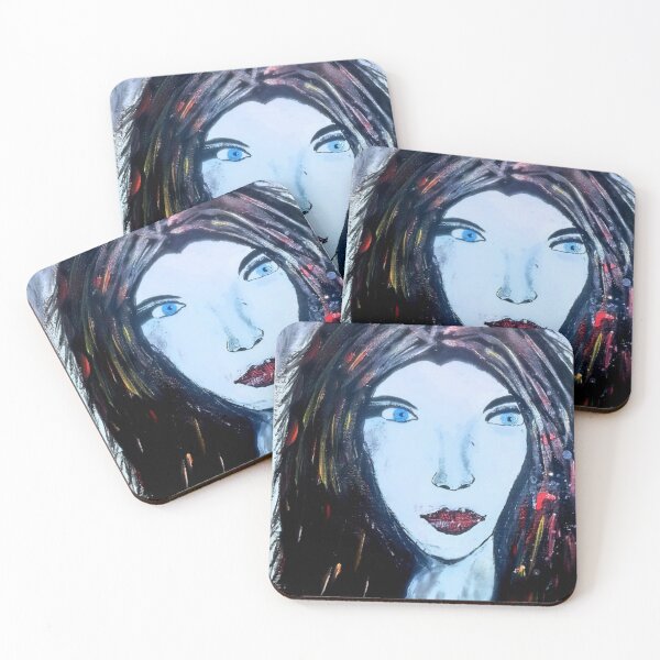 Item preview, artdeco angel face - women face - colorful wall art  - vintage art - vintage decor, decor idea, painting  designed and sold by doitwithlove.