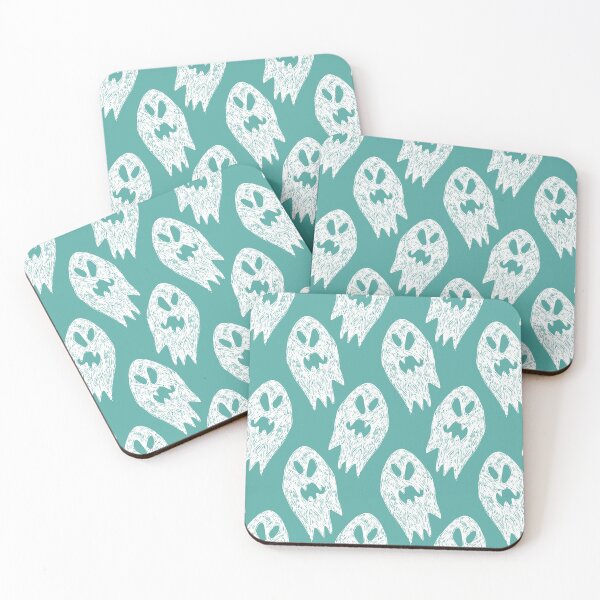 Item preview, Vector green and white cute sketch of rows of cartoon ghosts seamless pattern.  designed and sold by jamiesoondesign.