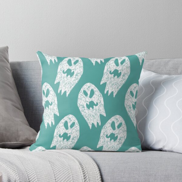 Item preview, Vector green and white cute sketch of rows of cartoon ghosts seamless pattern.  designed and sold by jamiesoondesign.