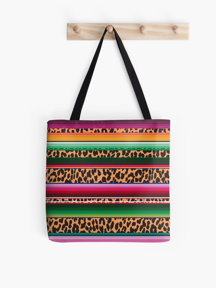Beautiful Mexican Serape and Leopard Print Tote Bag