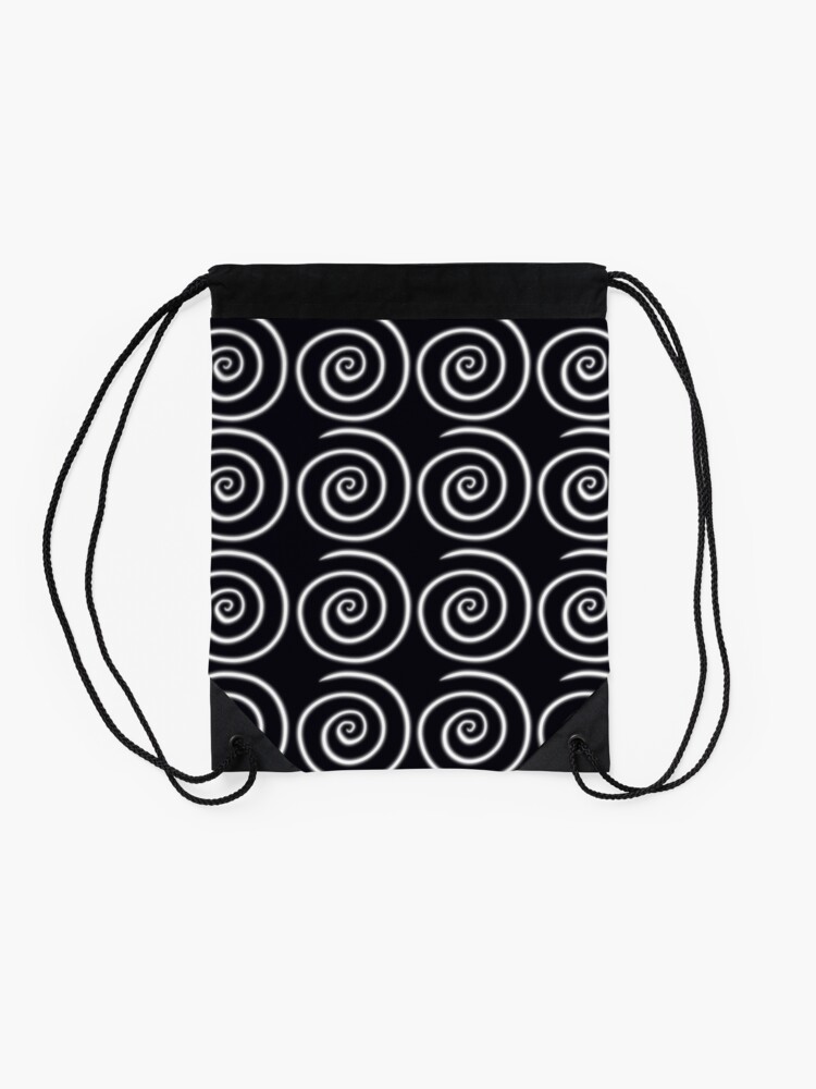 Thumbnail 2 of 3, Drawstring Bag, Black Swirls designed and sold by HappigalArt.
