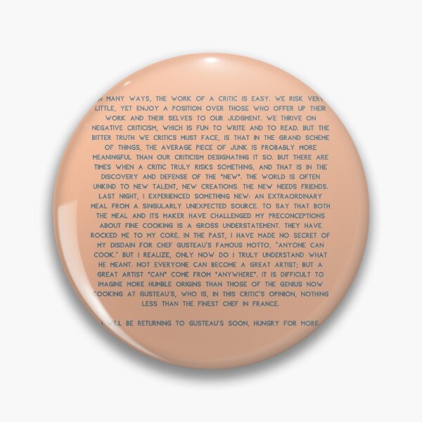 Item preview, Anton Ego Critic Full Quote Hungry For More Ratatouille designed and sold by Sunny Collections.