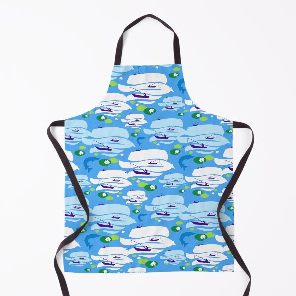 Item preview, Pattern with fishermen in boats (blue version) designed and sold by Irina Ivanova.