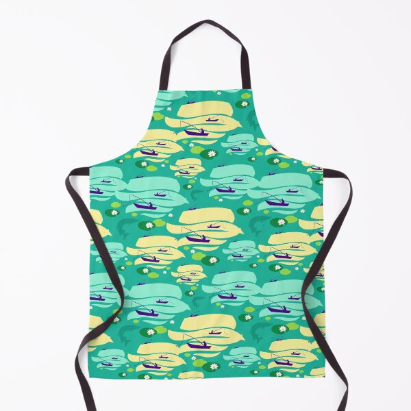Item preview, Pattern with fishermen in boats (green version) designed and sold by Irina Ivanova.
