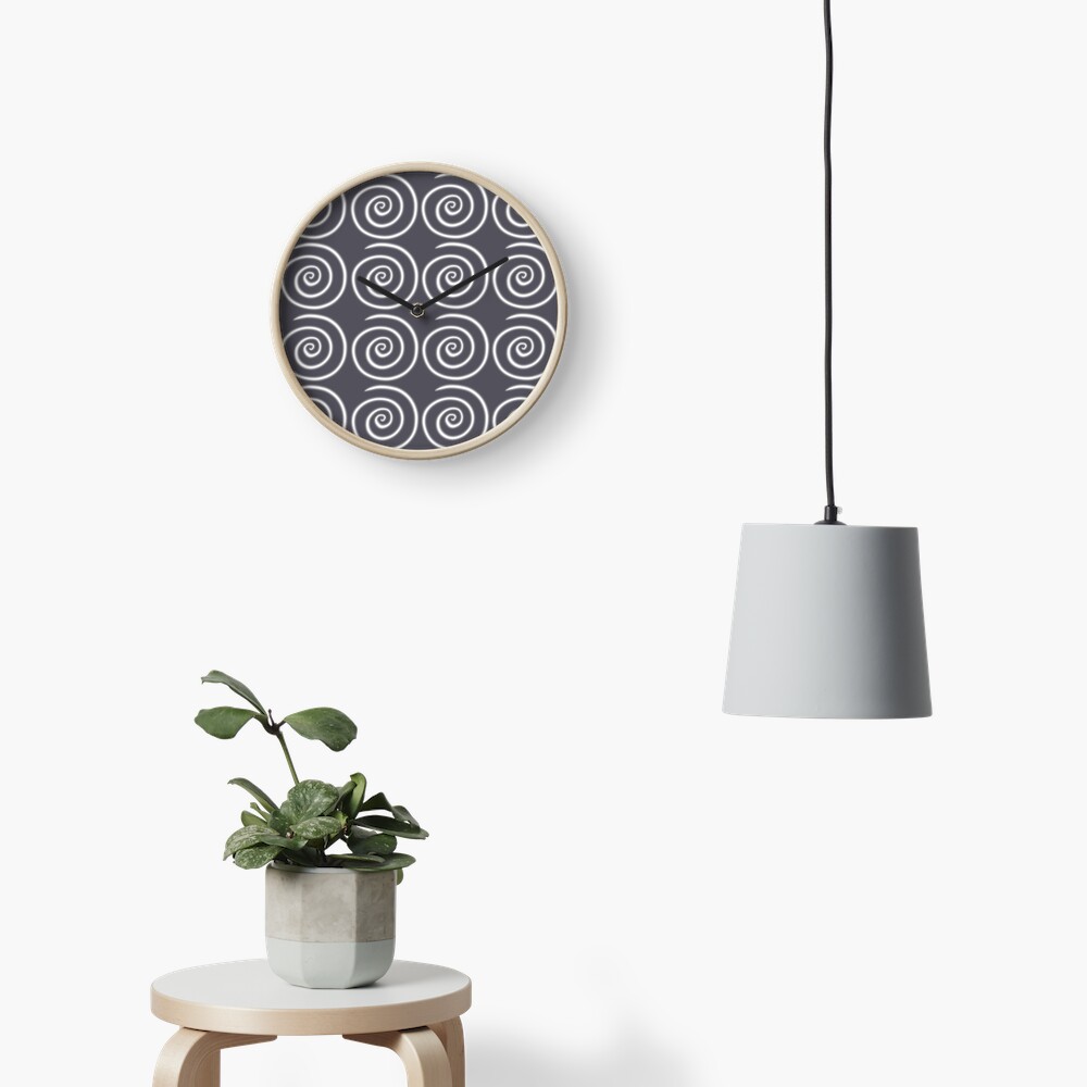 Grey Gray Swirls Clock