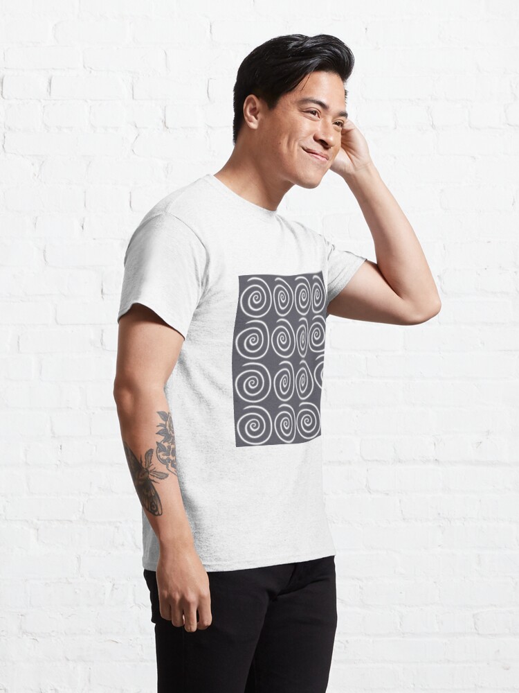 Thumbnail 5 of 7, Classic T-Shirt, Grey Gray Swirls designed and sold by HappigalArt.