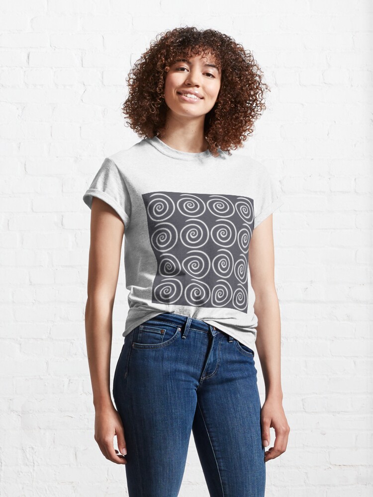 Thumbnail 4 of 7, Classic T-Shirt, Grey Gray Swirls designed and sold by HappigalArt.