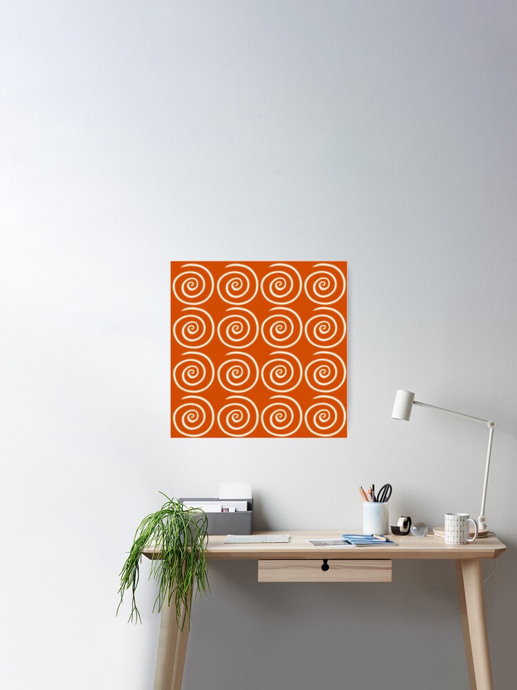 Thumbnail 1 of 3, Poster, Orange Swirls designed and sold by HappigalArt.
