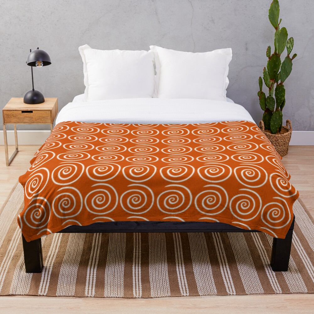 Orange Swirls Throw Blanket