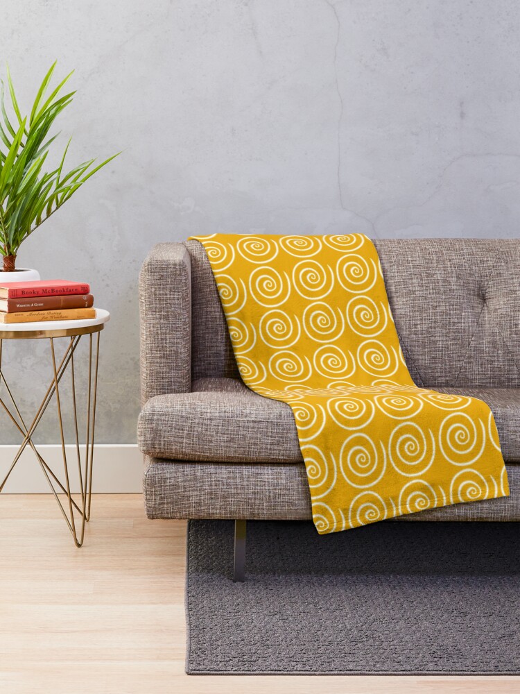 Alternate view of Yellow Swirls Throw Blanket