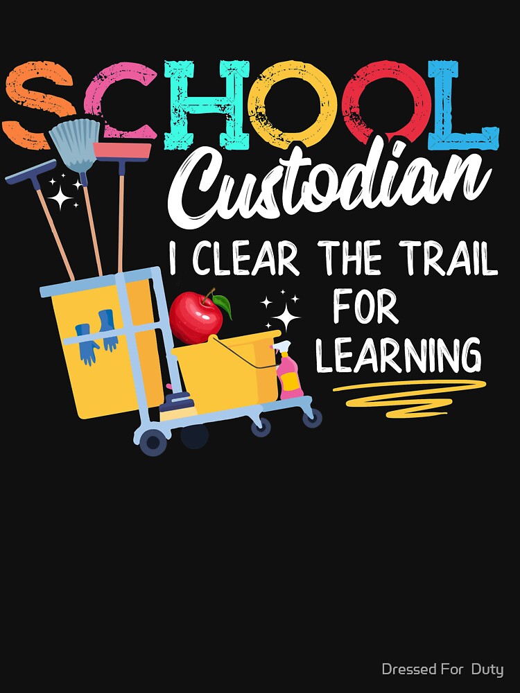 Vintage School Custodian Clear The Trail Learning Back To School Janitor T- Shirt - Guineashirt Premium ™ LLC