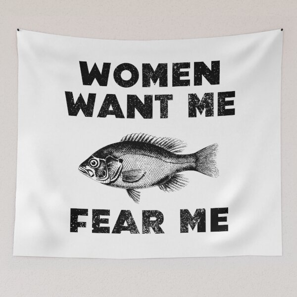 Item preview, Women Want Me Fish Fear Me Bold Distressed Vintage designed and sold by Sunny Collections.