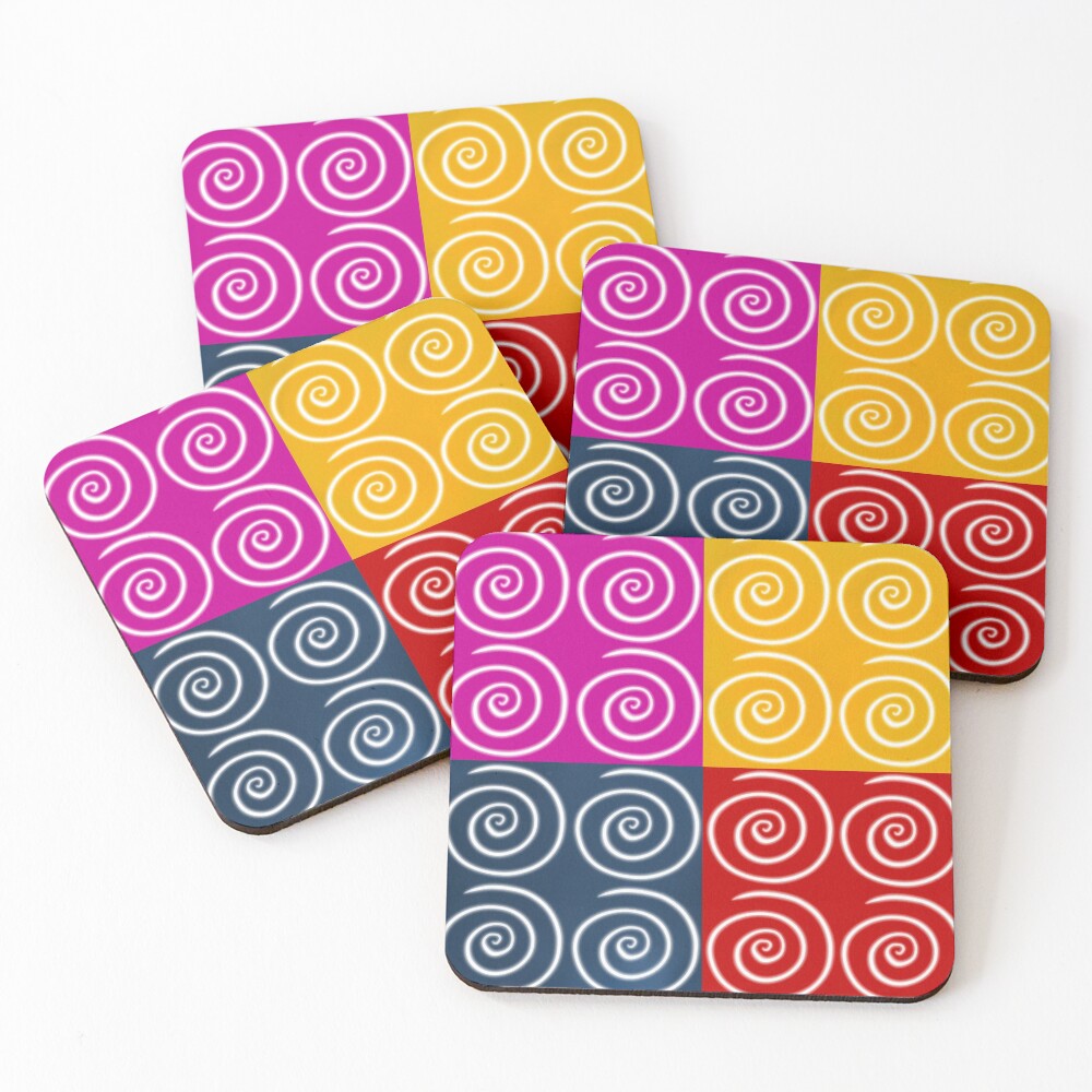 Four Squares of Swirls Pop Coasters (Set of 4)