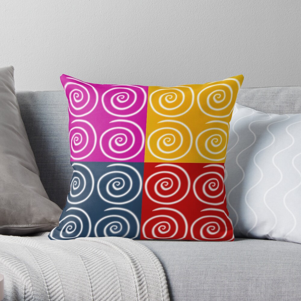 Four Squares of Swirls Pop Throw Pillow