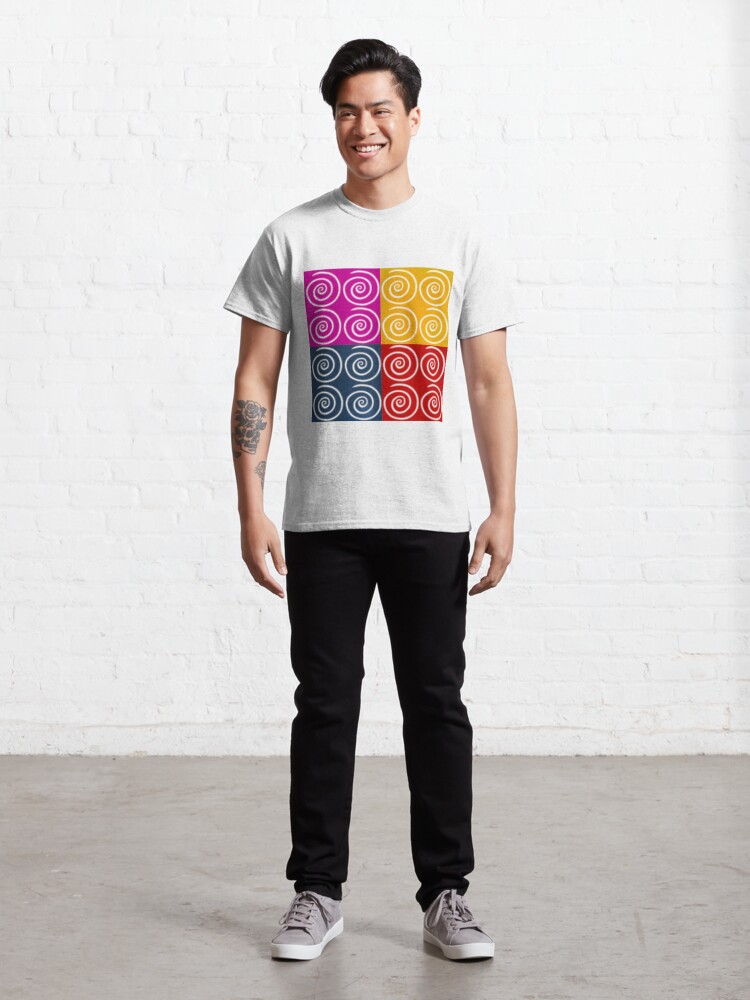 Classic T-Shirt, Four Squares of Swirls Pop designed and sold by HappigalArt