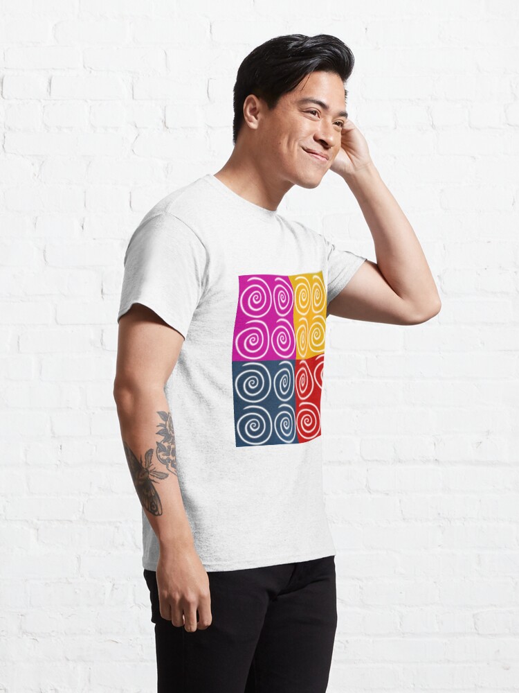 Thumbnail 5 of 7, Classic T-Shirt, Four Squares of Swirls Pop designed and sold by HappigalArt.