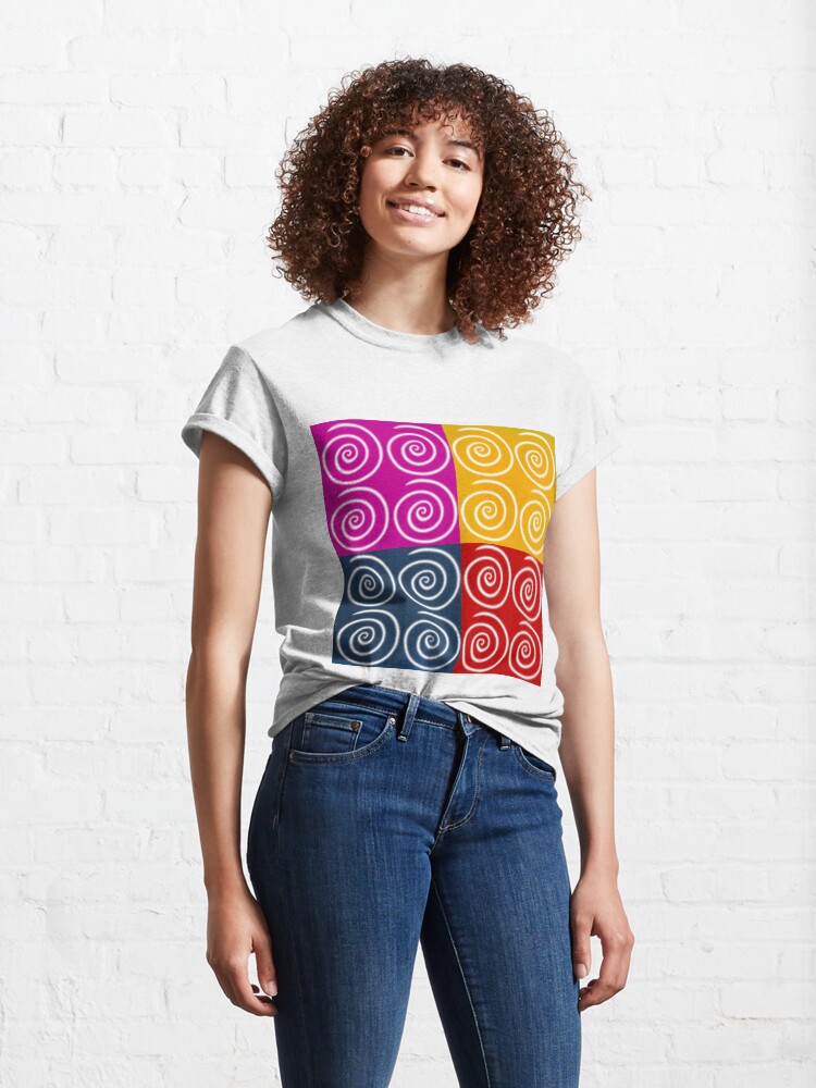 Alternate view of Four Squares of Swirls Pop Classic T-Shirt