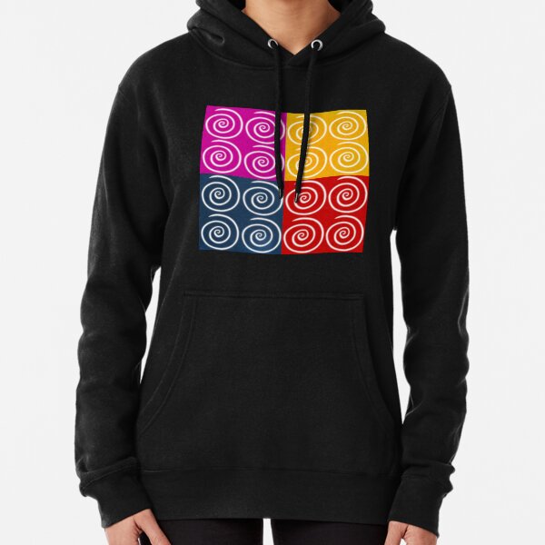 Four Squares of Swirls Pop Pullover Hoodie