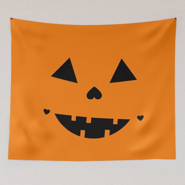Item preview, Cute Pumpkin Jack-O-Lantern face with heart dimples designed and sold by Rabbitti.