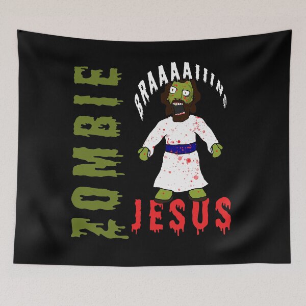 Item preview, Creepy Zombie Jesus wants BRAINS! Funny Horror creepy zombie jesus brains atheist agnostic humor gift idea designed and sold by AllLeftSides42.