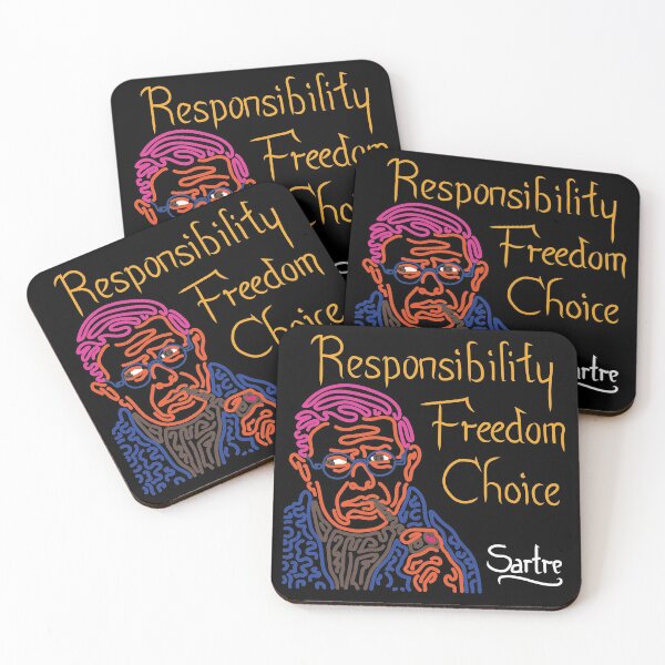 Item preview, STYLIZED LINE ART SARTRE - RESPONSIBILITY FREEDOM CHOICE - neon designed and sold by Xotico Design.