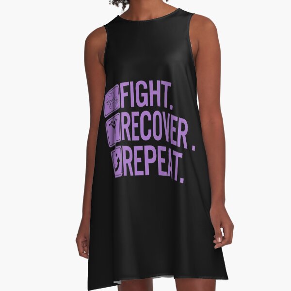 Eating Disorder Recovery Shirt Fight Recover Repeat Ed Warrior Purple Ribbon Awareness Gift A-Line Dress