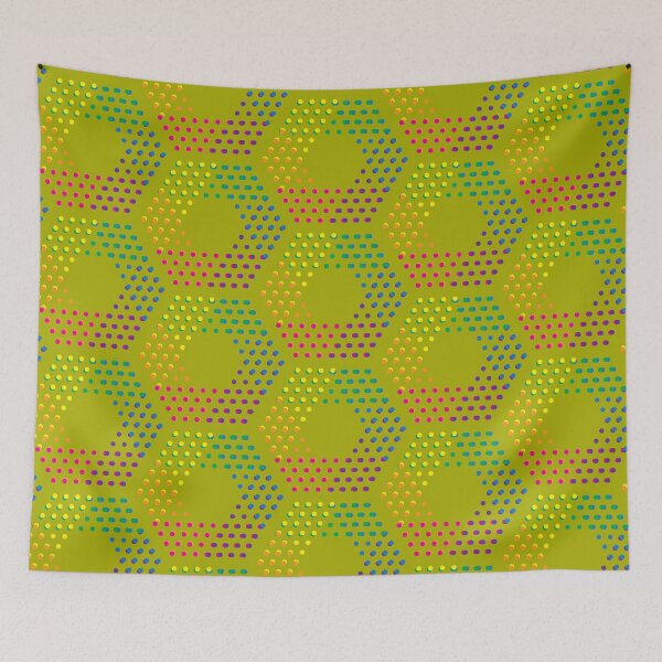 Item preview, Dotted hexagons pattern on green-gold background designed and sold by Irina Ivanova.