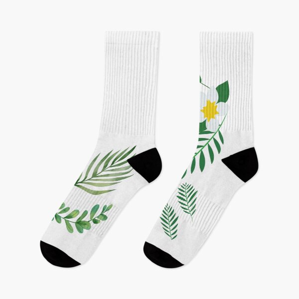Item preview, White Florals with exotic leaves designed and sold by Dynamitebucket.