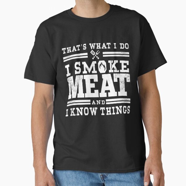 Vista previa del artículo con la obra «Regalo perfecto para un maestro de la parrilla: parrilla para carne, barbacoa, ahumador de carne: ahumo carne y sé cosas», diseñado y vendido por Ameddesigns.