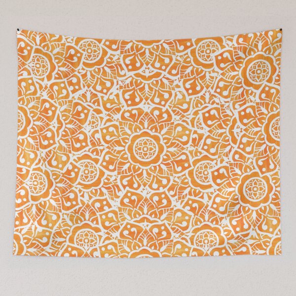 Item preview, Orange White Floral Mandala designed and sold by Sunfreestar.