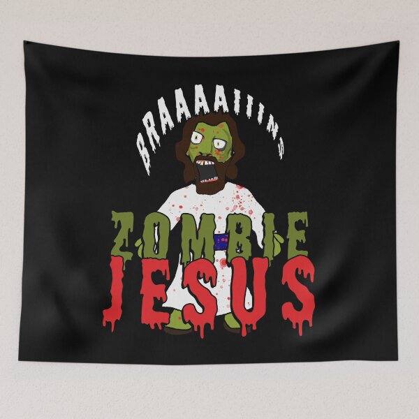 Item preview, Creepy Zombie Jesus wants BRAINS! Funny Horror creepy zombie jesus brains atheist agnostic humor gift idea designed and sold by AllLeftSides42.
