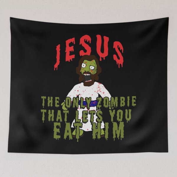 Item preview,   Creepy Zombie Jesus wants BRAINS!  Funny Horror creepy zombie jesus brains atheist agnostic humor gift idea designed and sold by AllLeftSides42.