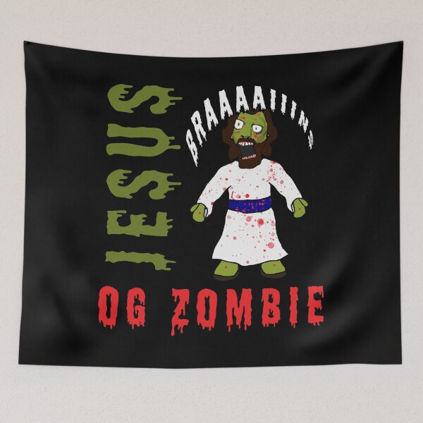 Item preview, Creepy Zombie Jesus wants BRAINS!  Funny Horror creepy zombie jesus brains atheist agnostic humor gift idea designed and sold by AllLeftSides42.