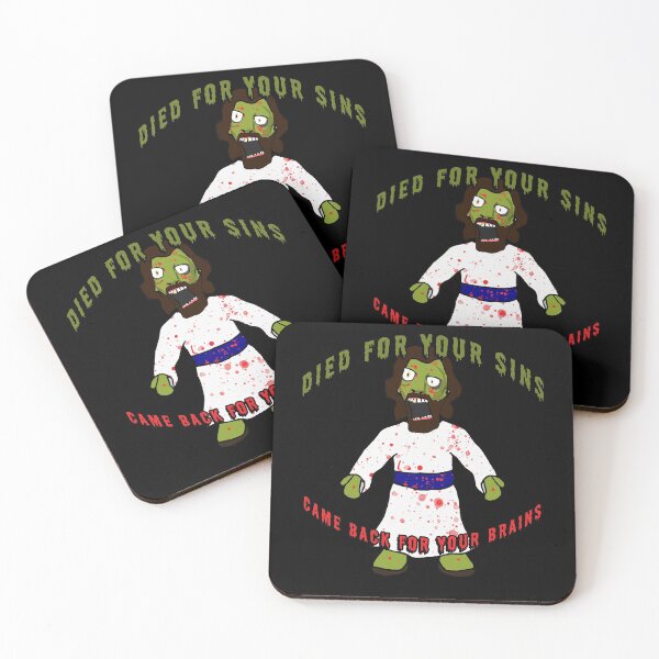 Item preview,  Creepy Zombie Jesus died for your sins, came back for BRAINS!  Funny Horror creepy zombie jesus brains atheist agnostic humor gift idea designed and sold by AllLeftSides42.