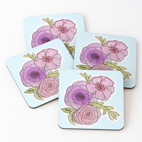 Item preview, Watercolor Flowers - Purple and Pink Hand Drawn Cute Flowers designed and sold by EStanleyMedia.